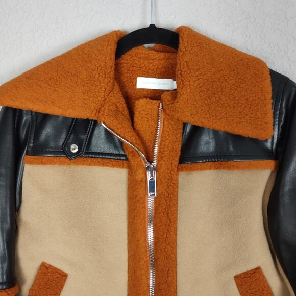 Jonathan Simkhai Adelyn Virgin Wool Sherpa Bomber Aviator Color Block Jacket XS - Picture 7 of 16